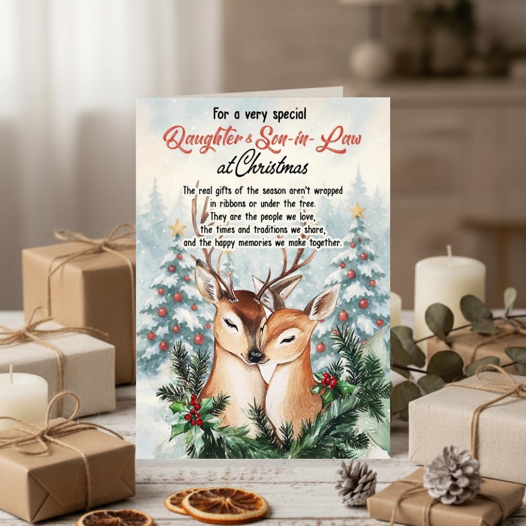 Christmas Card for Daughter and Son-in-Law with Premium Envelope – Elegant Festive Design Featuring a Heartfelt Message