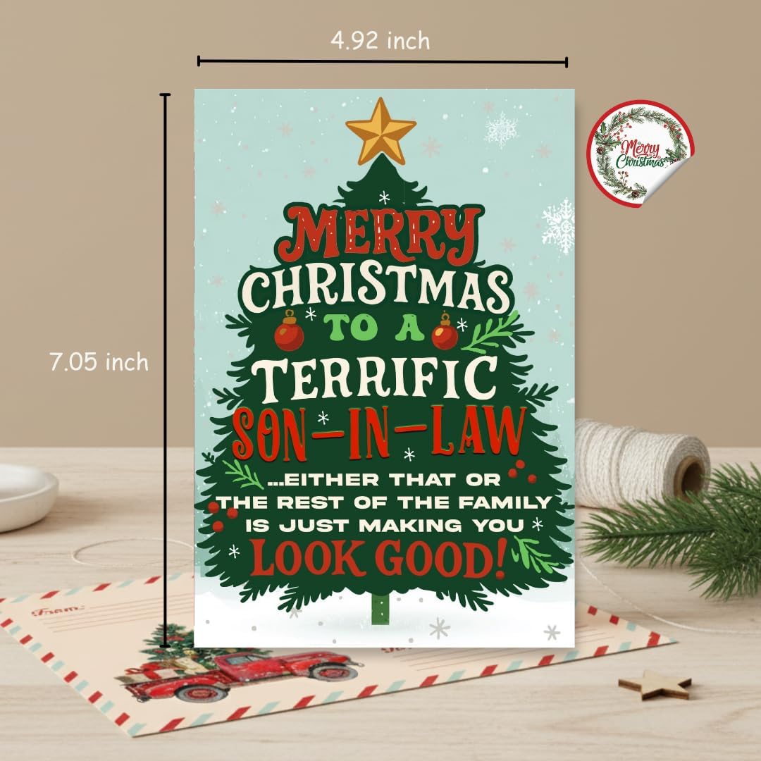 Christmas Card for Son-in-Law with Premium Envelope – Festive Holiday Greeting and Thoughtful Family Keepsake