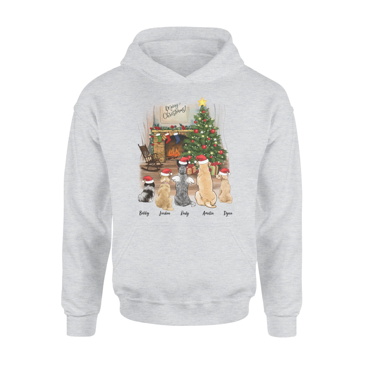 custom dog Christmas hoodie - grey