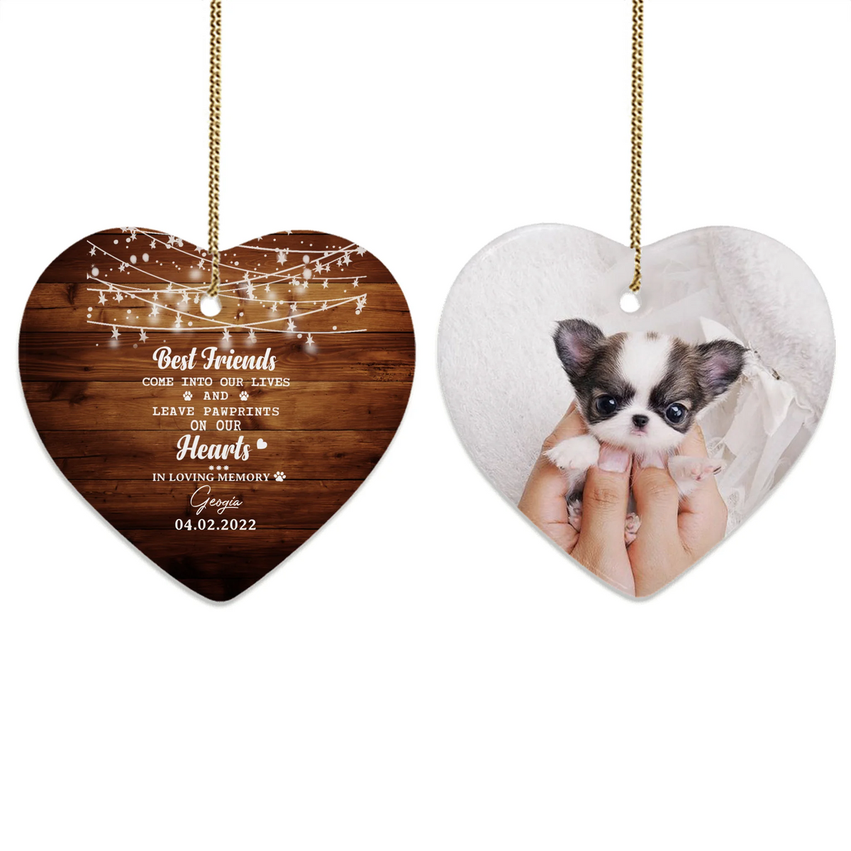 Personalized Dog Cat Memorial Christmas Ceramic Ornaments (2 sides 2 designs) - Custom photo &amp; sayings