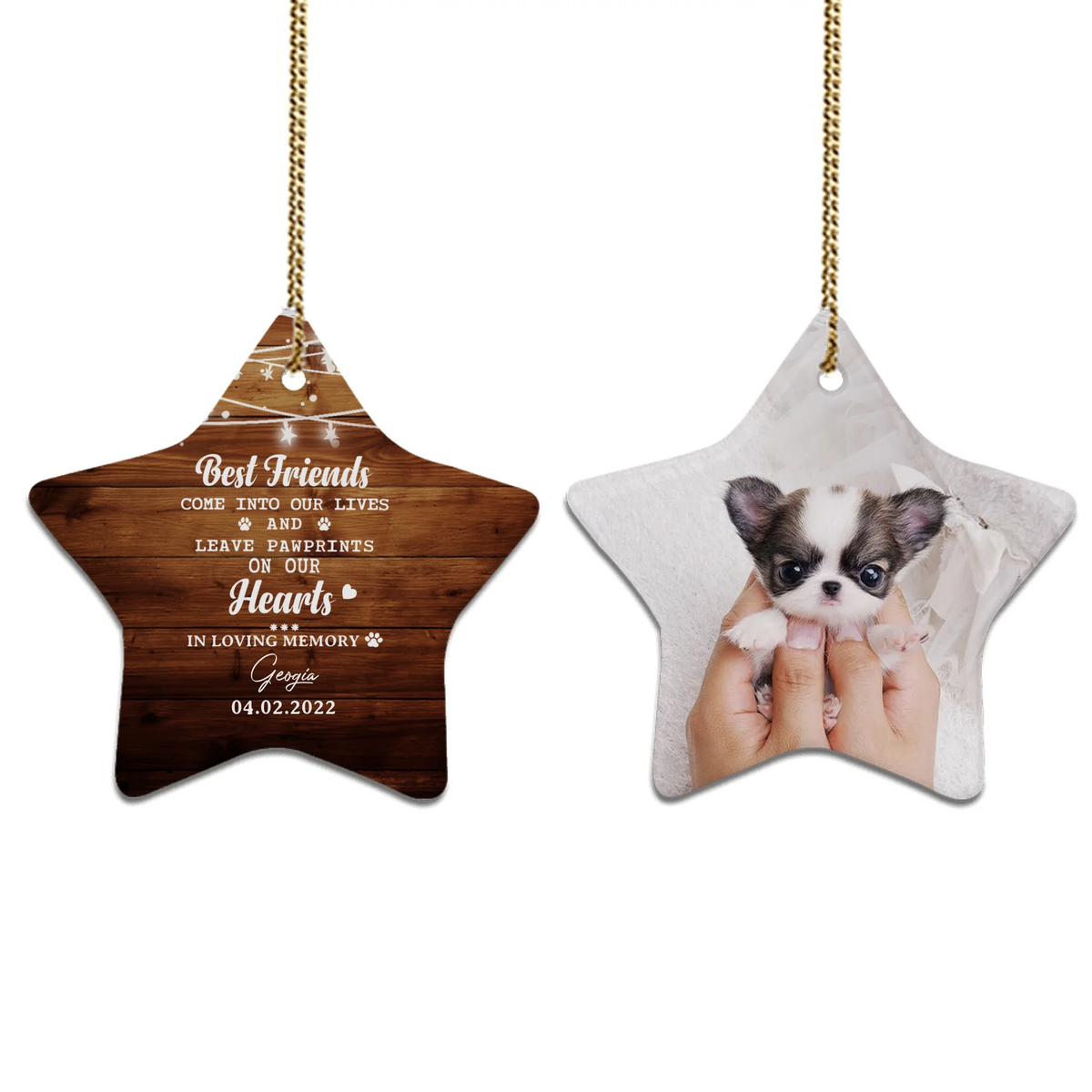 Personalized Dog Cat Memorial Christmas Ceramic Ornaments (2 sides 2 designs) - Custom photo &amp; sayings