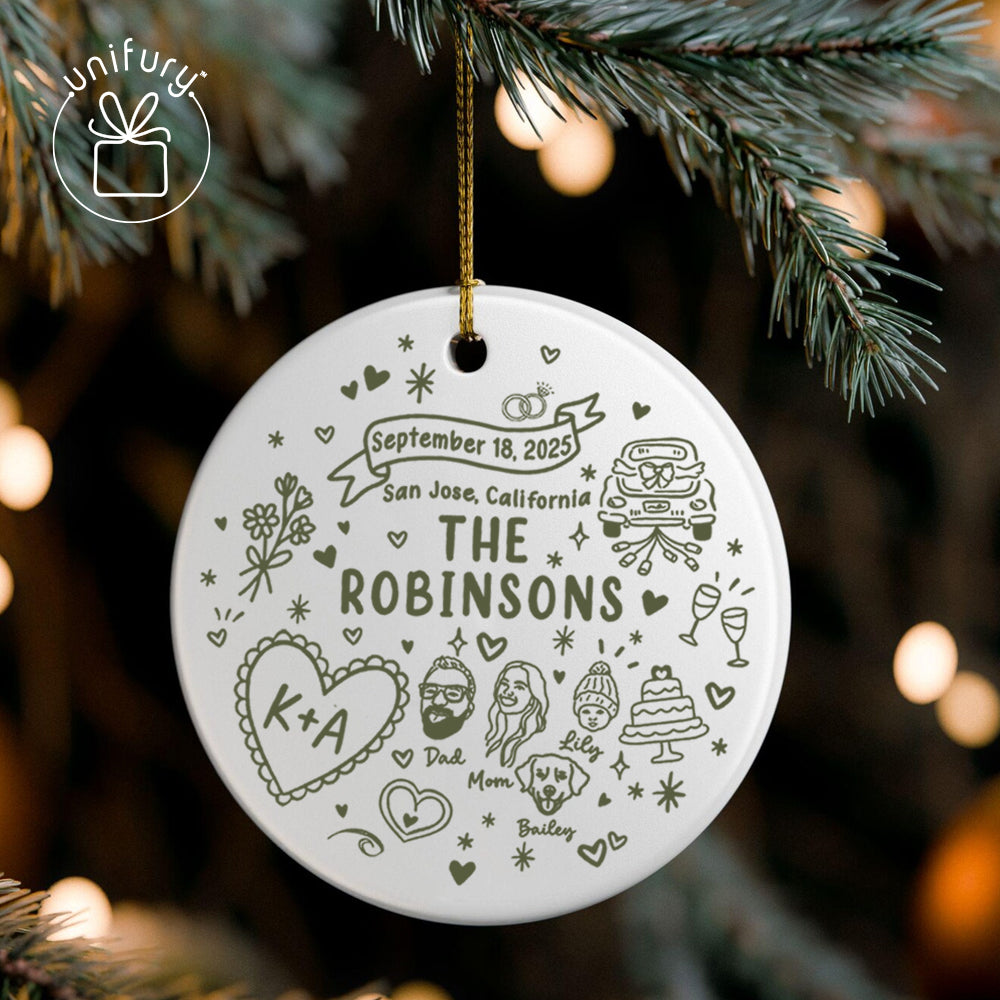 Custom Married Ornament Circle Ceramic Ornament - Married Gifts - Wedding Gifts For Dog Cat Lovers