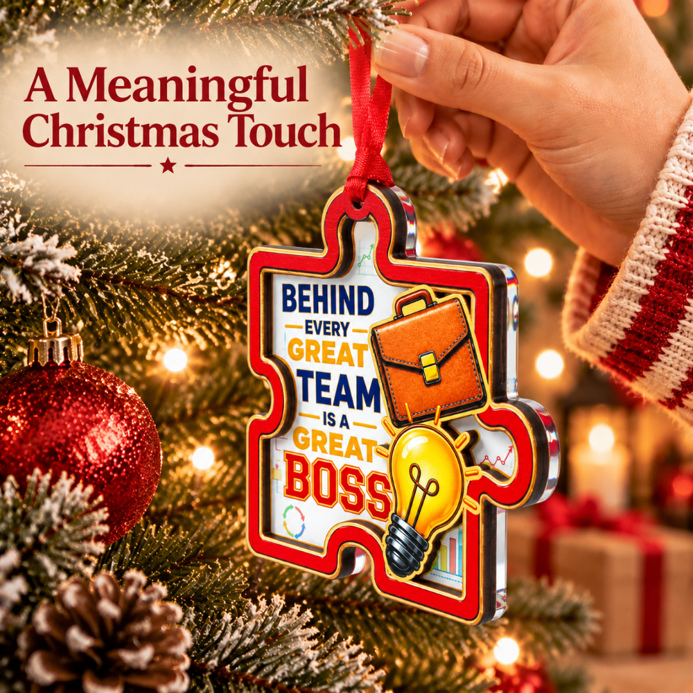 Boss Appreciation Christmas Ornament, Wood & Acrylic Tree Decoration, Gift for Christmas and Holiday Decor Lovers