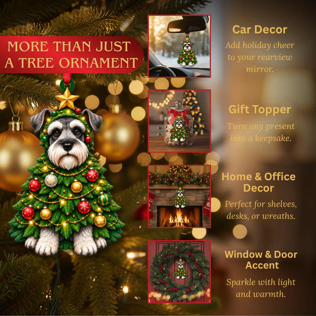 Schnauzer Ornament, Wooden Christmas Tree Decoration, Gifts for Dog Lovers, Christmas Ornament, Xmas Tree Decor