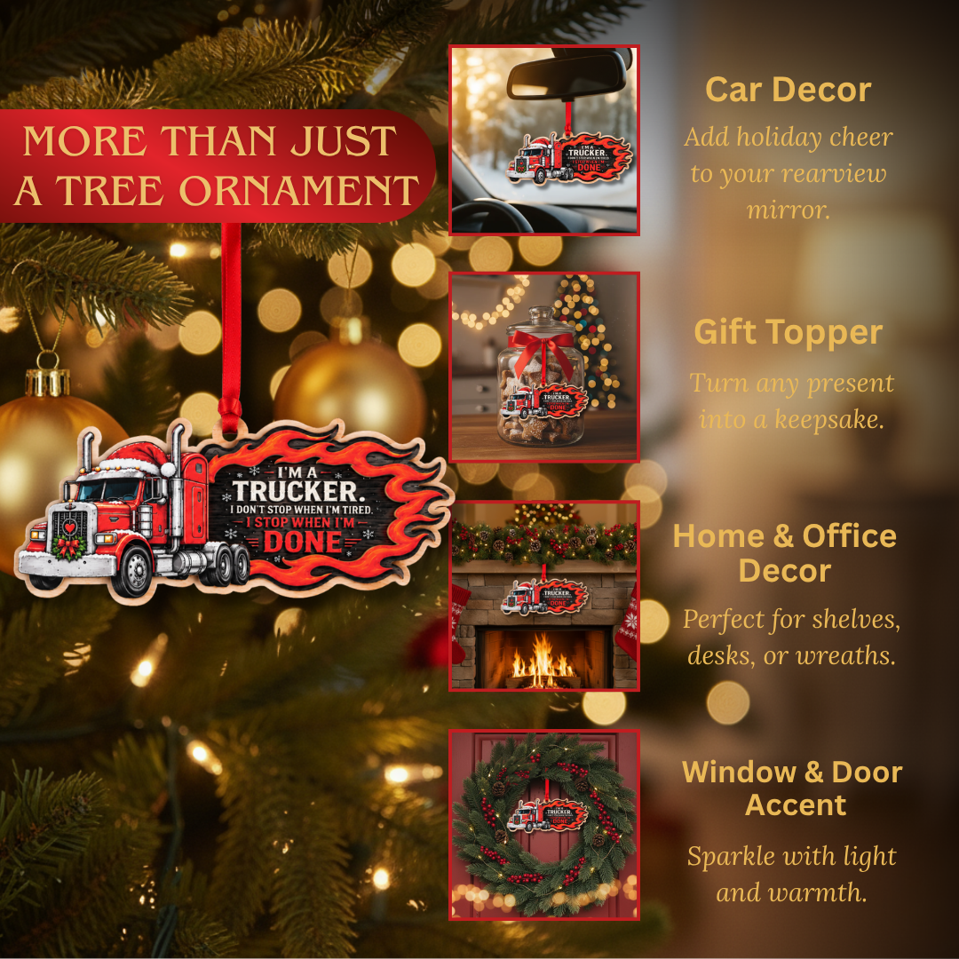 Truck Ornament, 2 Layer Wood and Acrylic, Christmas Tree Decoration, Holiday Gift, Christmas Ornament