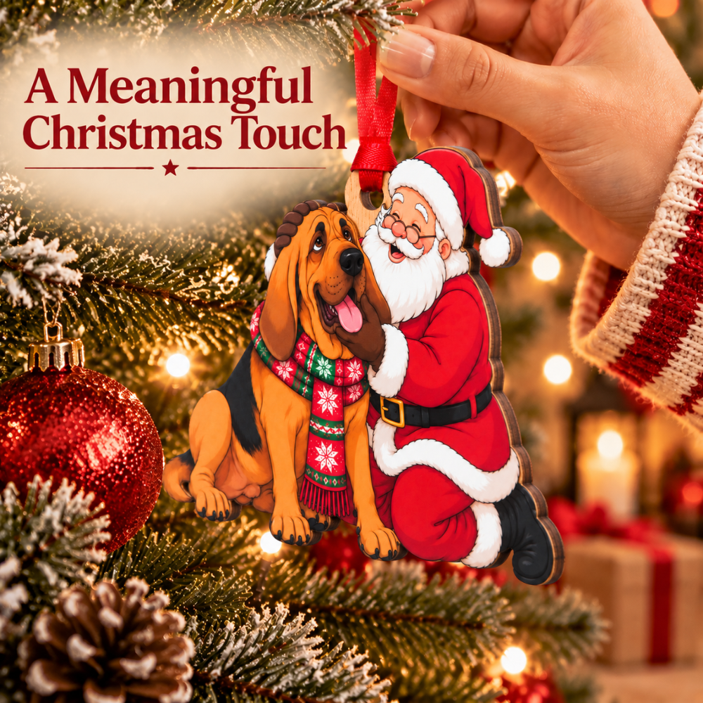 Bloodhound Christmas Ornament, Wood Christmas Tree Decoration, Holiday Gift for Collectors & Holiday Decor Lovers