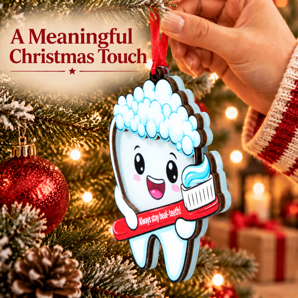 Tooth Dental Christmas Ornament, Wood & Acrylic Christmas Tree Decoration, Holiday Gift for Dentists