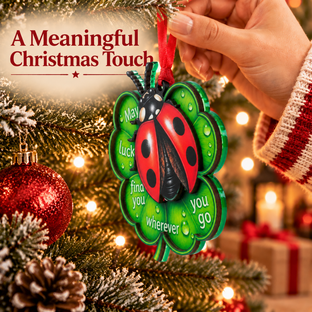 Ladybug Lucky Christmas Ornament for Tree, Wood & Acrylic Hanging Decor, Xmas Gift for Nature Lovers And Holiday Decor