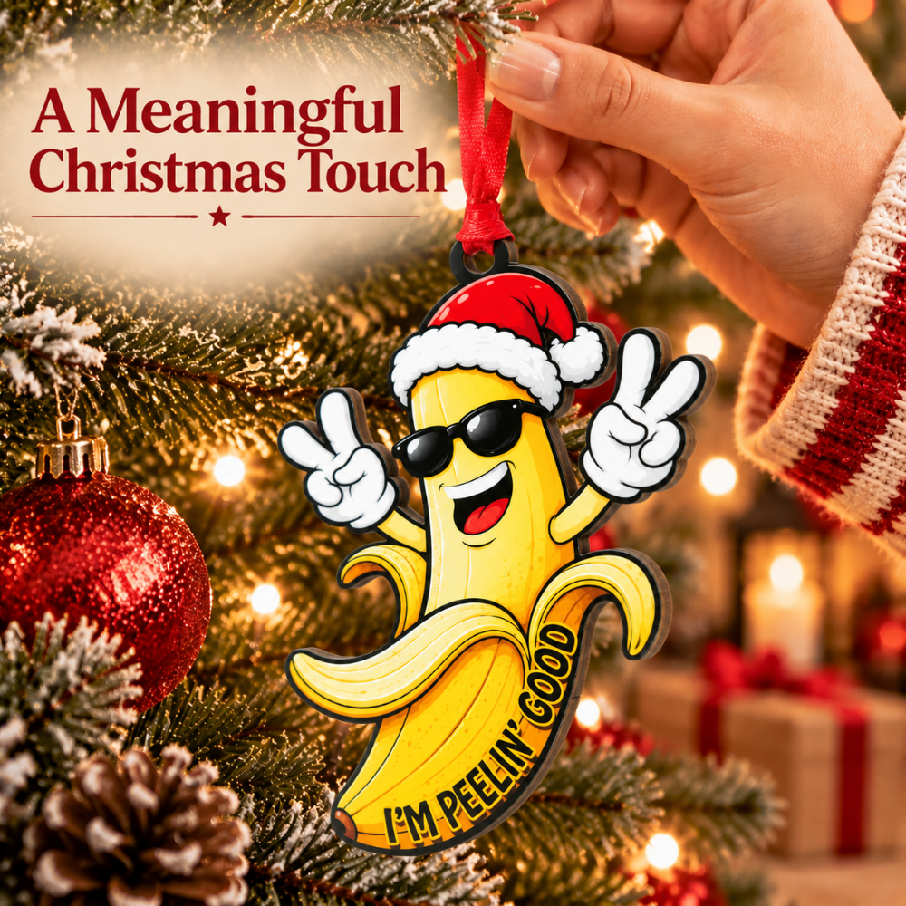 Funny Banana Christmas Ornament, Wood Christmas Tree Decoration, Holiday Gift for Collectors & Holiday Decor Lovers