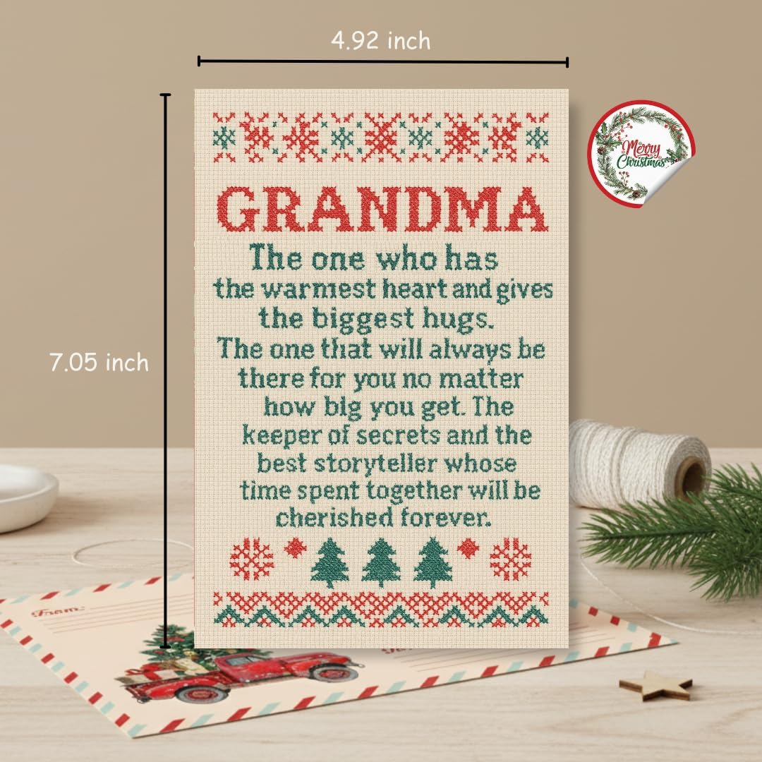 Christmas Card for Grandma with Premium Envelope – Heartfelt Holiday Greeting and Festive Keepsake