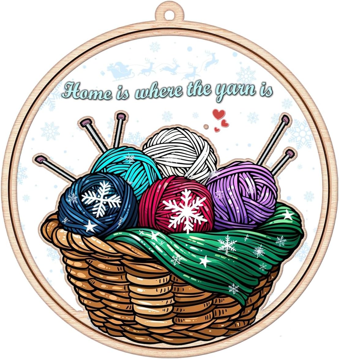 Knitting Christmas Ornament, Christmas Hanging Ornament for Knitting Lovers, Tree Wool Bakset Yarn Christmas Ornaments Gifts, Xmas Gift for Knitting Lovers