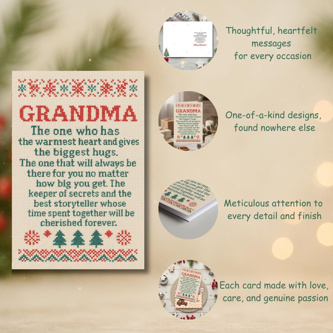 Christmas Card for Grandma with Premium Envelope – Heartfelt Holiday Greeting and Festive Keepsake