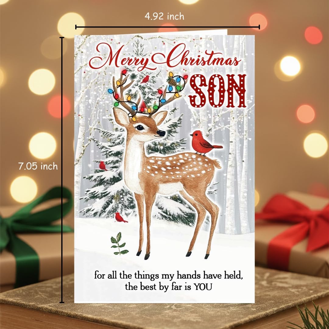 Christmas Card for Son with Premium Envelope – Loving Holiday Message and Heartfelt Family Keepsake