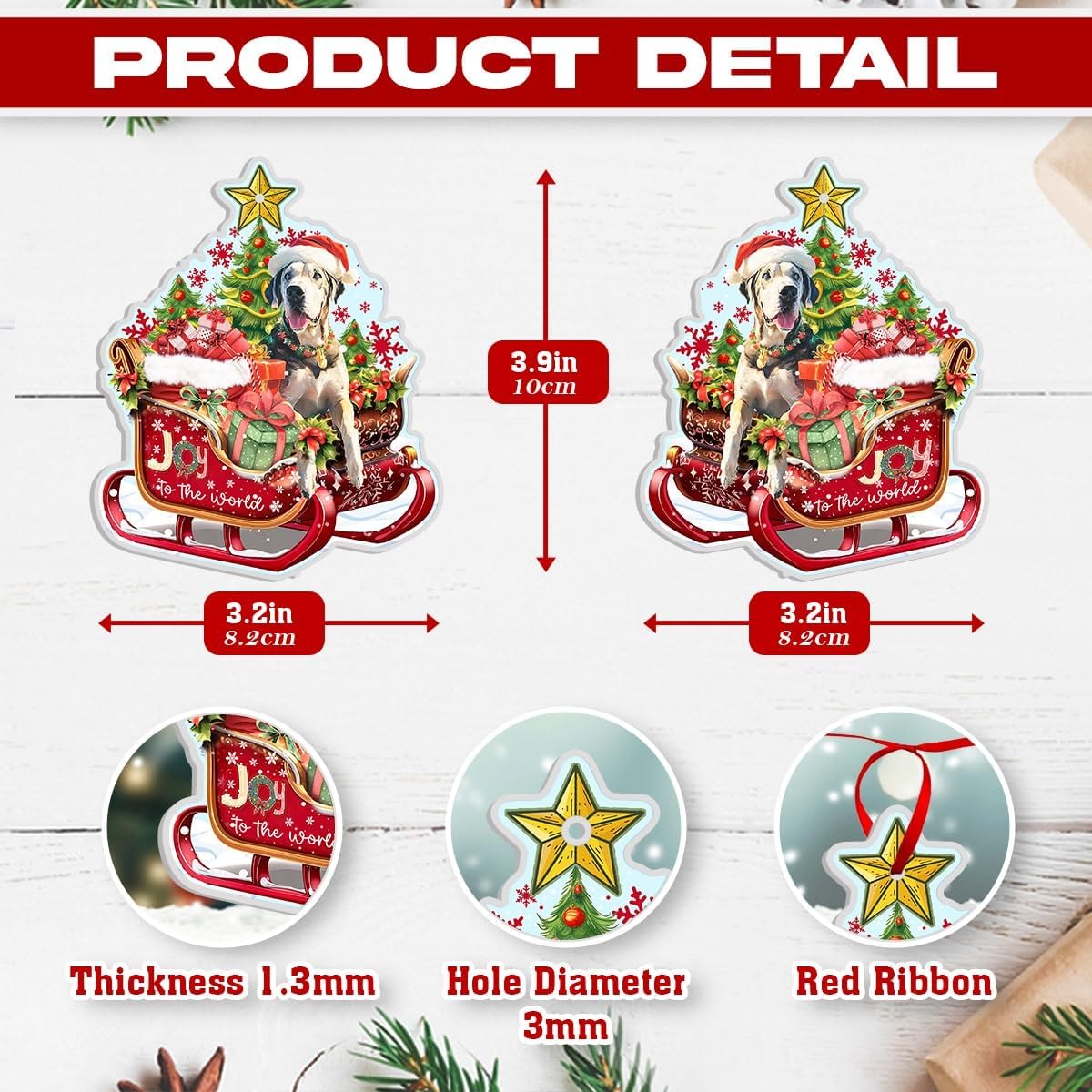 Great DANE Christmas Ornament for Great DANE Lovers - Christmas Decorations 2024 for Great DANE Lovers, Pet Lovers - Great DANE Dog Aluminum Ornaments (NOT 3D) for Christmas Tree