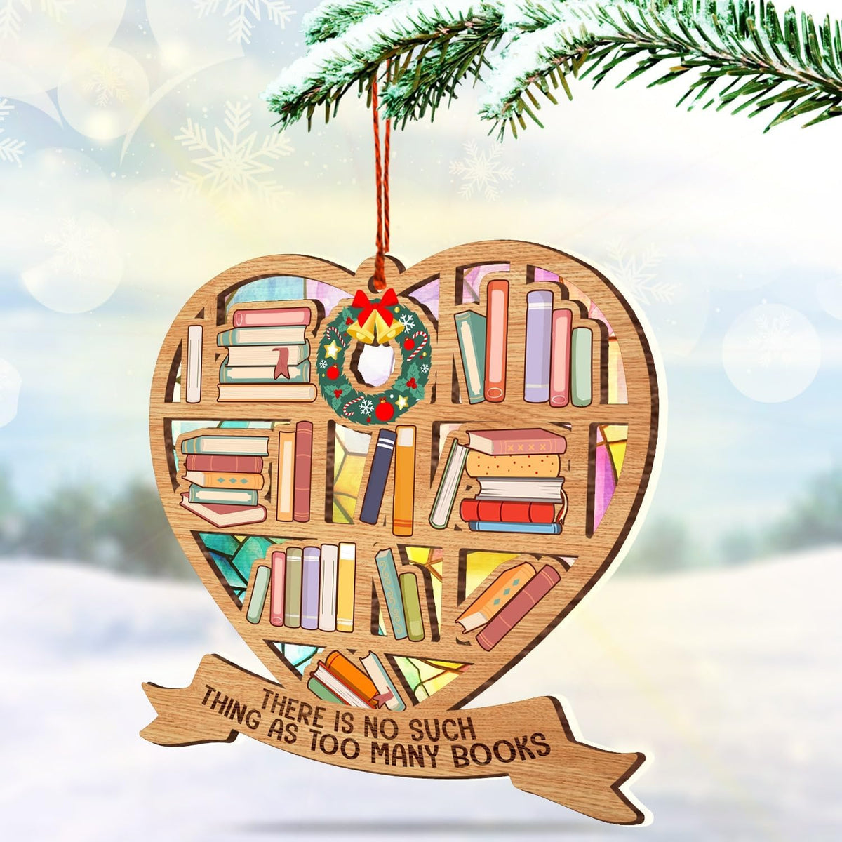 Book Lovers Christmas Ornament, Reading Theme Tree Decor, Literary Keepsake Gift for Readers, Bookworms and Librarians