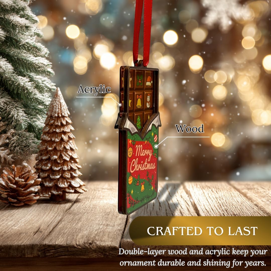 Chocolate Christmas Ornaments, Cute Chocolate Bar Christmas Ornament, 3D Sweet Christmas Ornament 2025, Choco Xmas Tree Decorations, Food Gifts for Dessert Lovers and Bakers, Cute Dessert Gifts