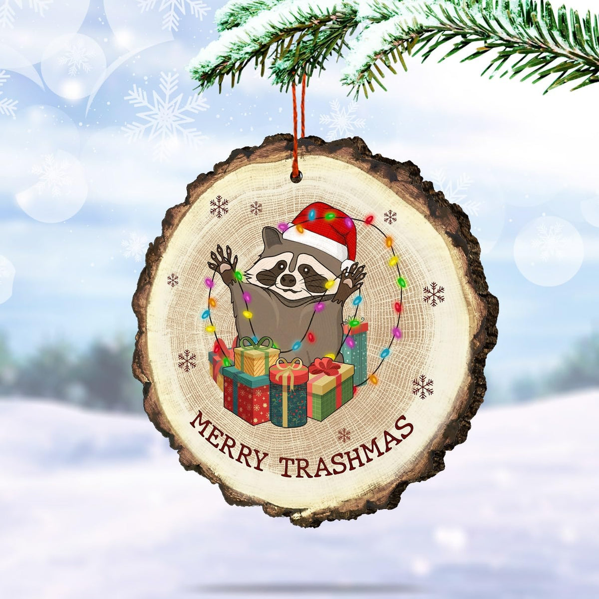 Raccoon Christmas Ornament, Funny Woodland Animal Tree Decor, Cute Wildlife Keepsake Gift for Raccoon Lovers
