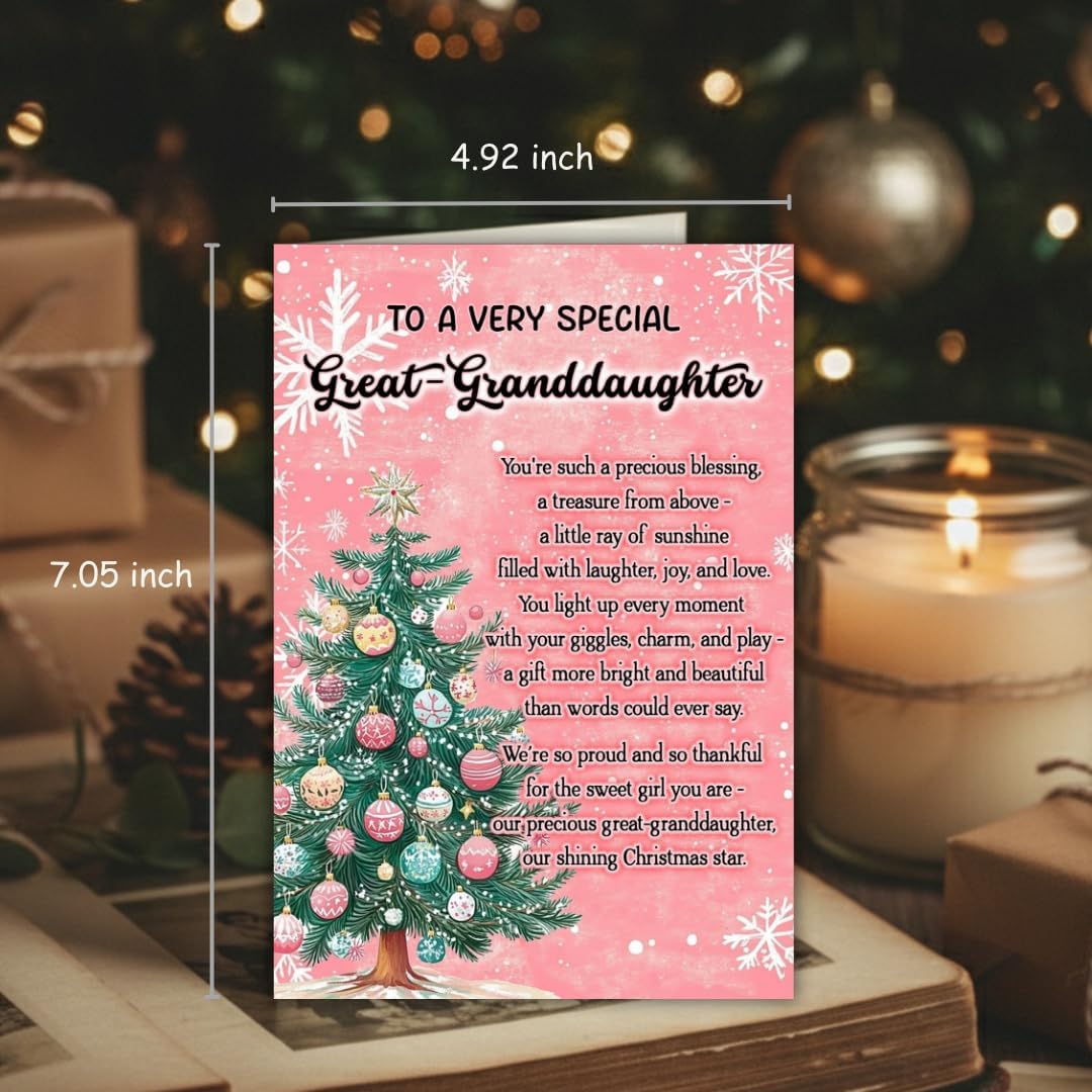 Christmas Card for Great-Granddaughter with Envelope – Thoughtful Holiday Greeting Featuring a Heartfelt Festive Message