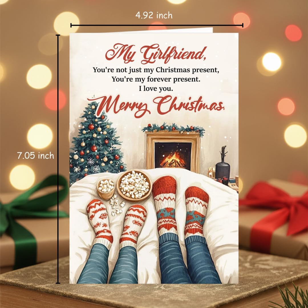 Christmas Card for Girlfriend from Boyfriend – Heartfelt Romantic Message with Premium Envelope