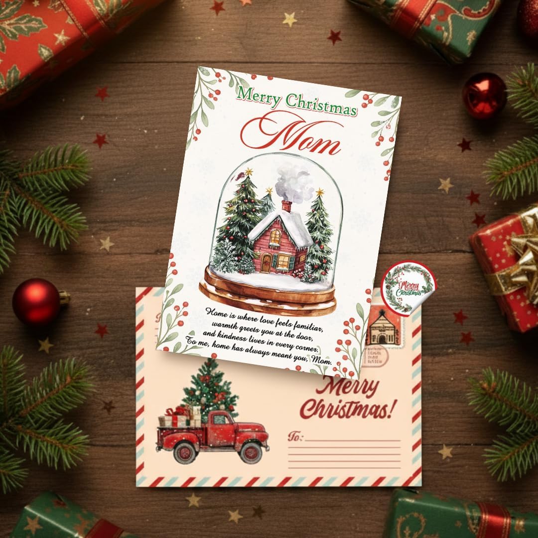 Christmas Card for Mom from Daughter or Son – Loving Holiday Message with Premium Envelope