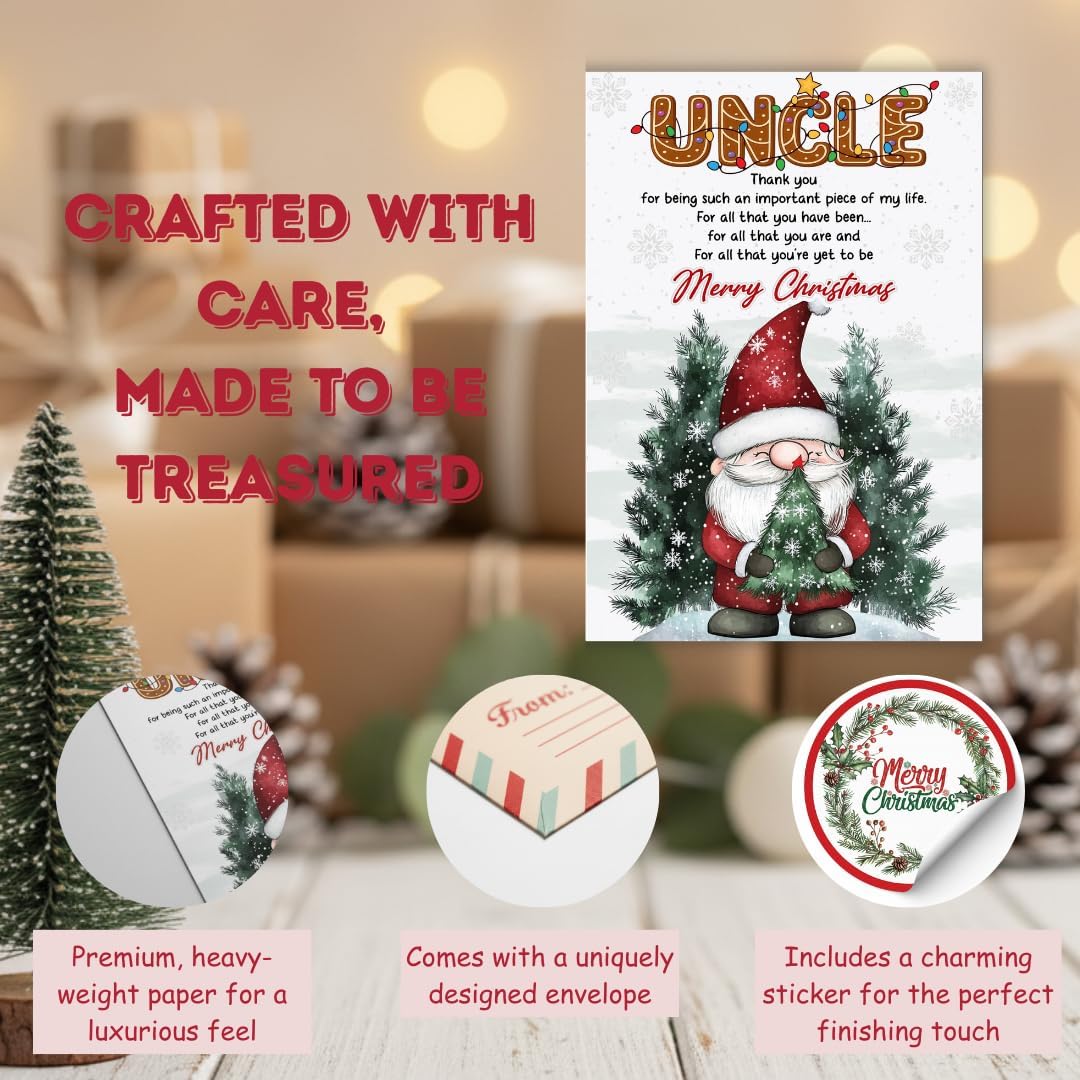 Christmas Card for Uncle with Envelope – Heartfelt Holiday Message and Thoughtful Festive Greeting