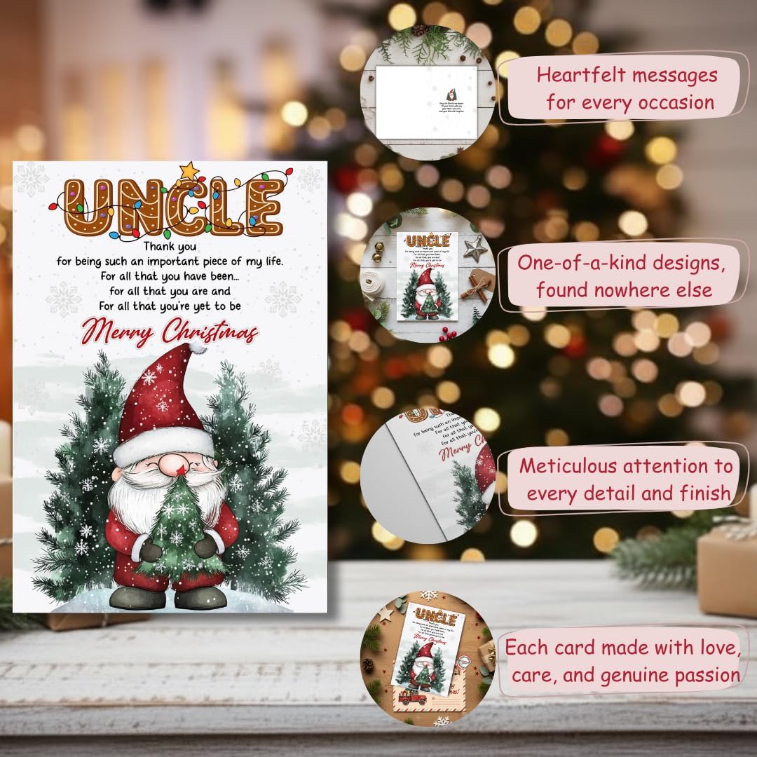 Christmas Card for Uncle with Envelope – Heartfelt Holiday Message and Thoughtful Festive Greeting