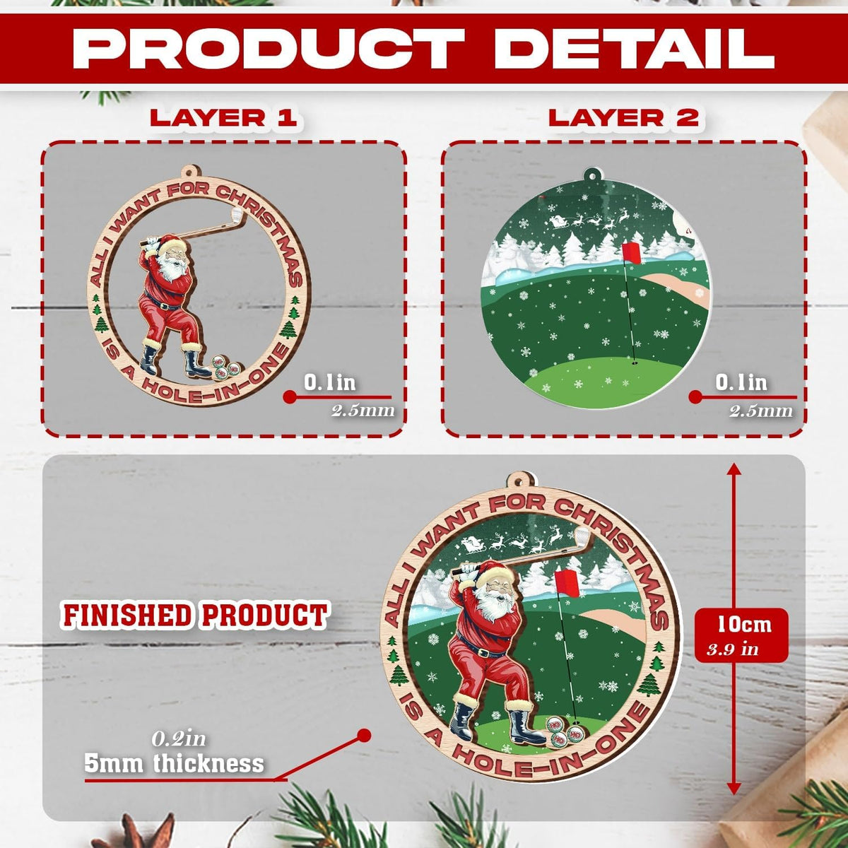 Golf Ornaments for Christmas Tree - Golfer Ornament - 2024 Golf Gifts for Women, Men & Golfers - Christmas Decorations