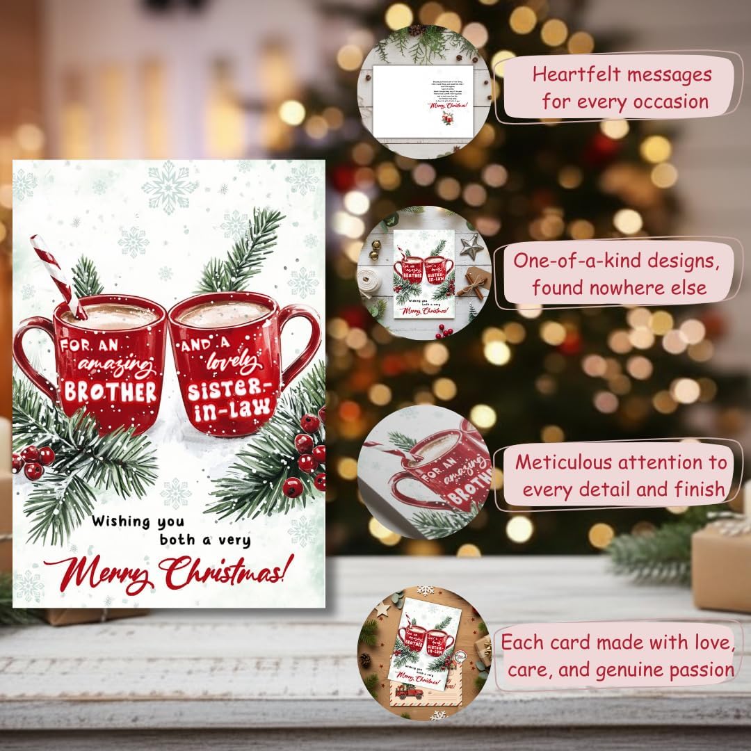 Christmas Card for Brother and Sister-in-Law with Envelope – Festive Holiday Greeting Featuring a Heartfelt Message
