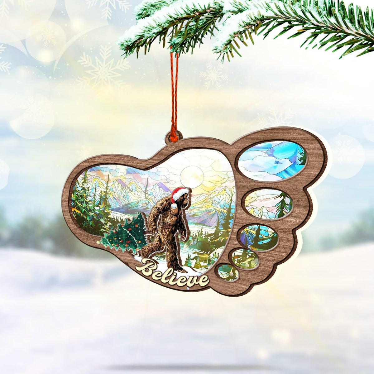 Bigfoot Christmas Ornaments - Bigfoot Ornaments for Christmas Tree - Bigfoot Suncatcher Ornament 2025 - Big Foot Sasquatch Gifts - Bigfoot Gifts for Men, Women, Kids - Bigfoot Christmas Decorations