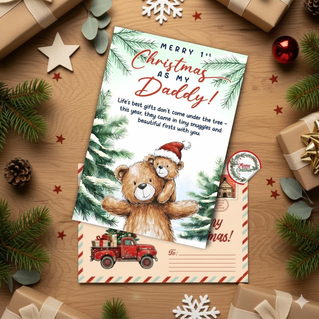 First Christmas as Daddy Card with Envelope – Cute Holiday Greeting and Heartfelt Keepsake for New Dads