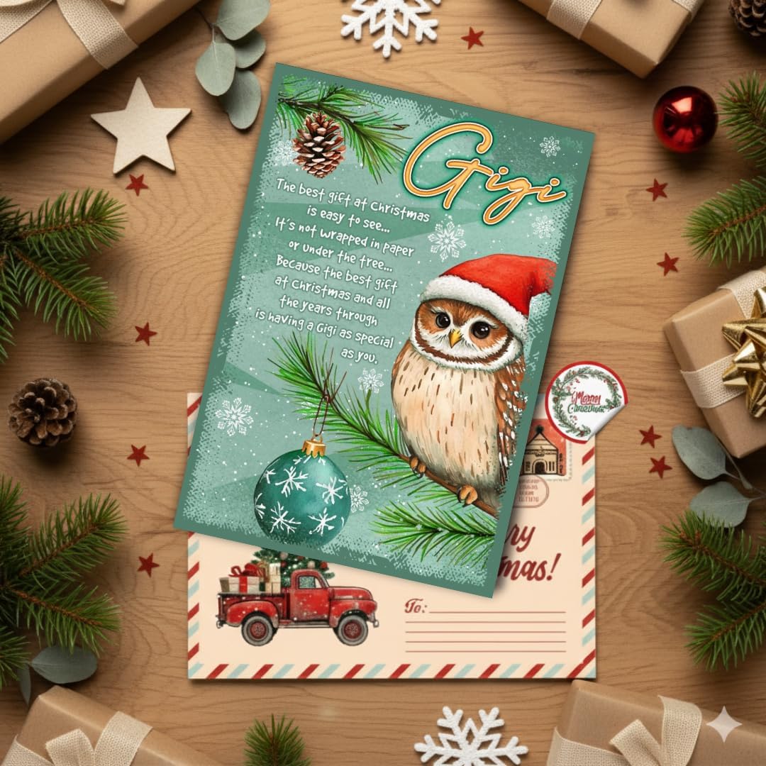 Christmas Card for Gigi with Envelope – Cute Grandma Keepsake Featuring a Heartfelt Holiday Message