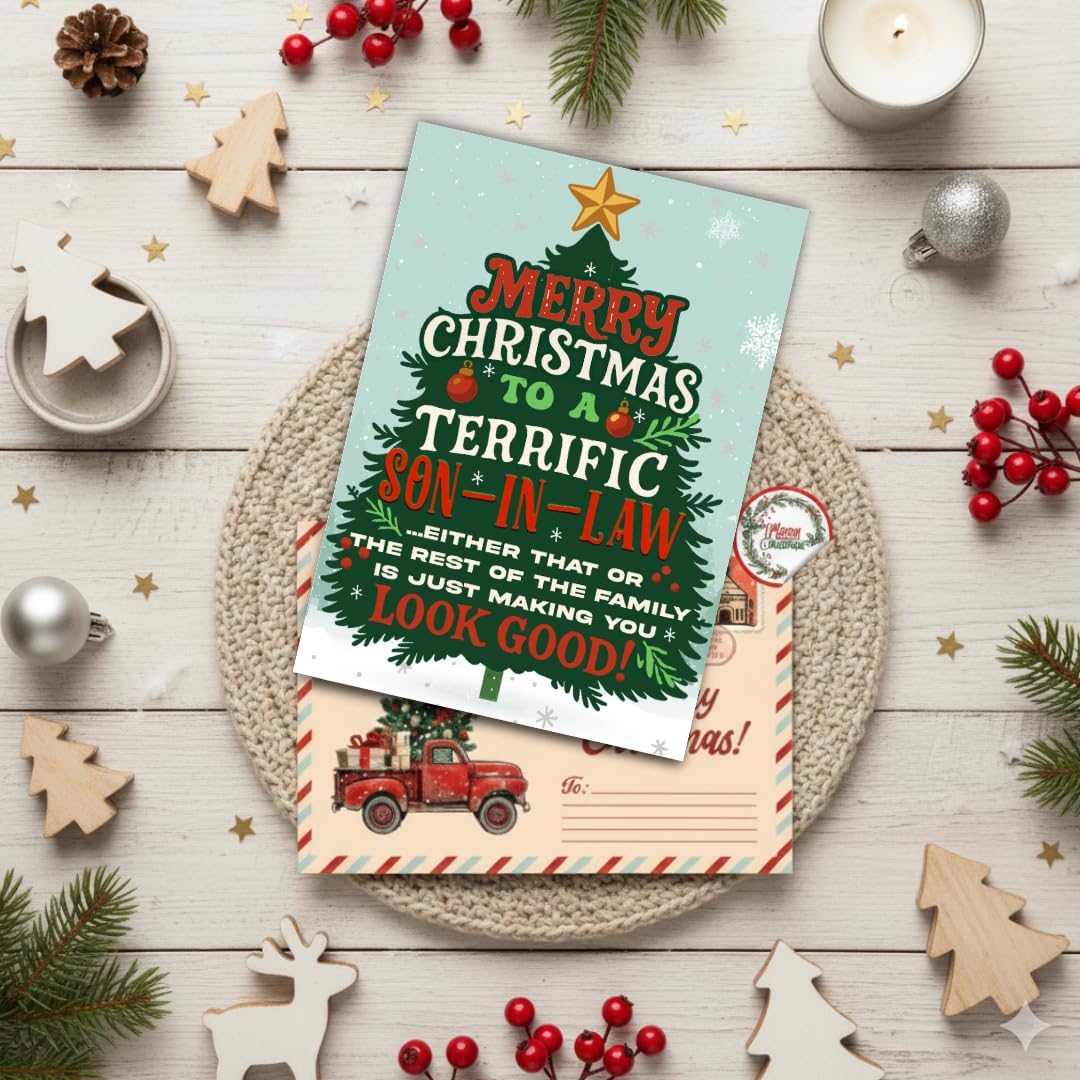 Christmas Card for Son-in-Law with Premium Envelope – Festive Holiday Greeting and Thoughtful Family Keepsake