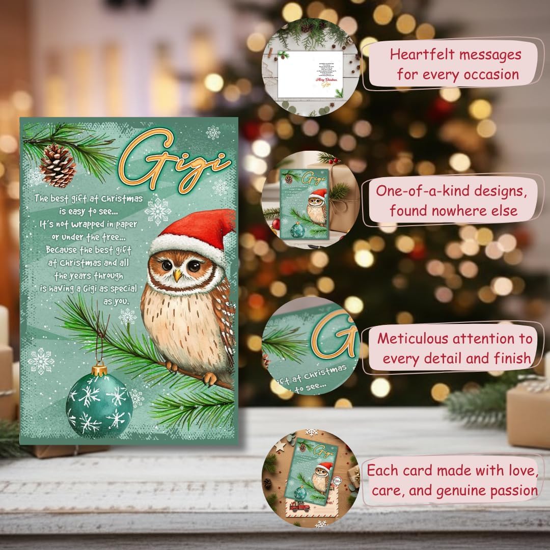 Christmas Card for Gigi with Envelope – Cute Grandma Keepsake Featuring a Heartfelt Holiday Message