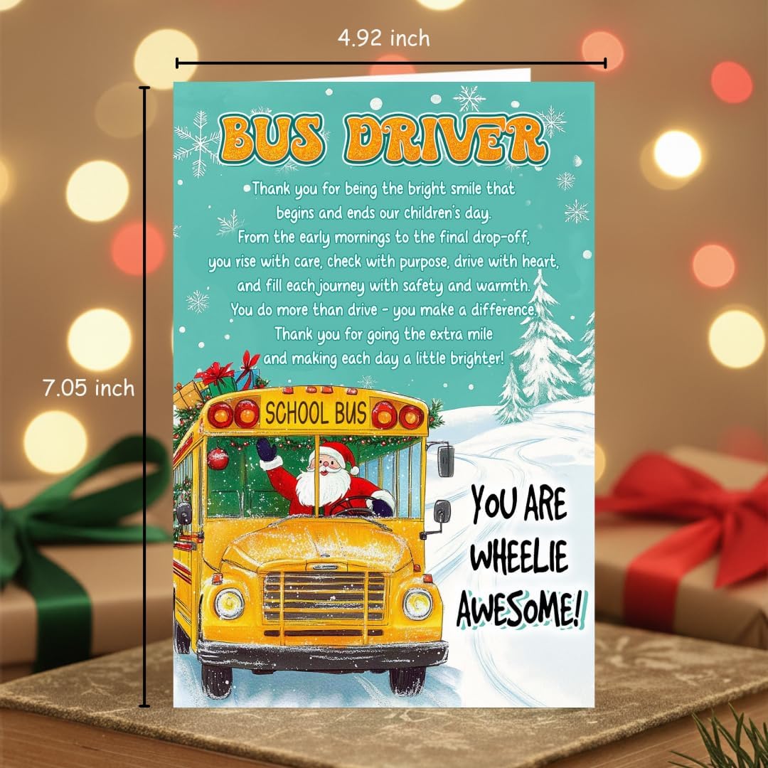 Christmas Card for Bus Driver with Envelope – Festive Holiday Greeting and Heartfelt Thank You Message