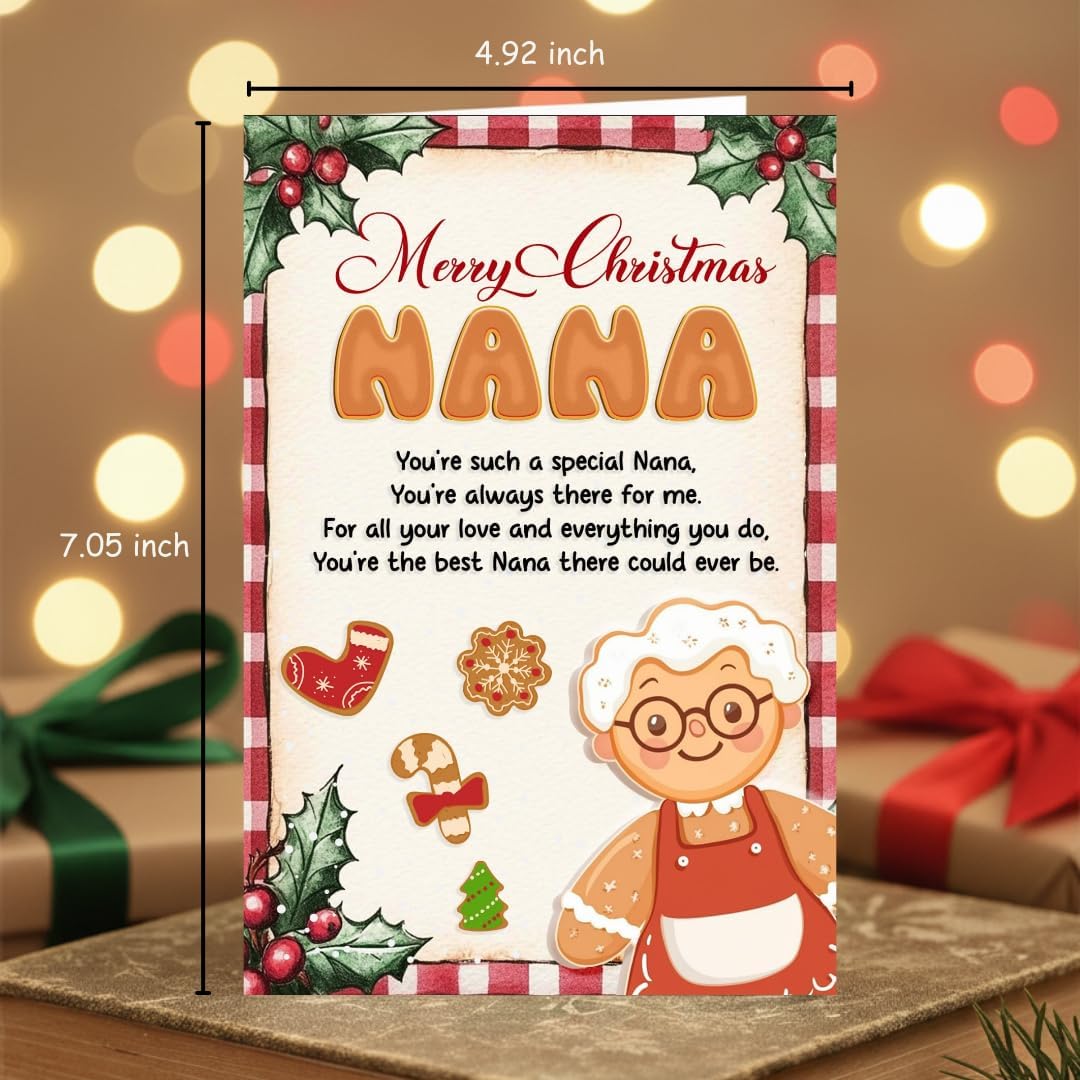 Christmas Card for Nana with Premium Envelope – Loving Holiday Message and Heartfelt Grandma Keepsake