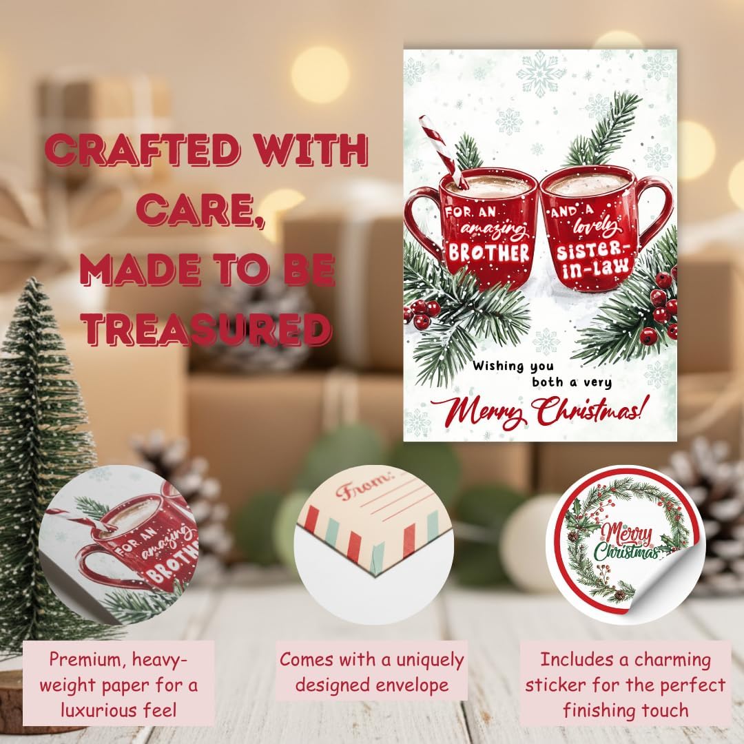 Christmas Card for Brother and Sister-in-Law with Envelope – Festive Holiday Greeting Featuring a Heartfelt Message