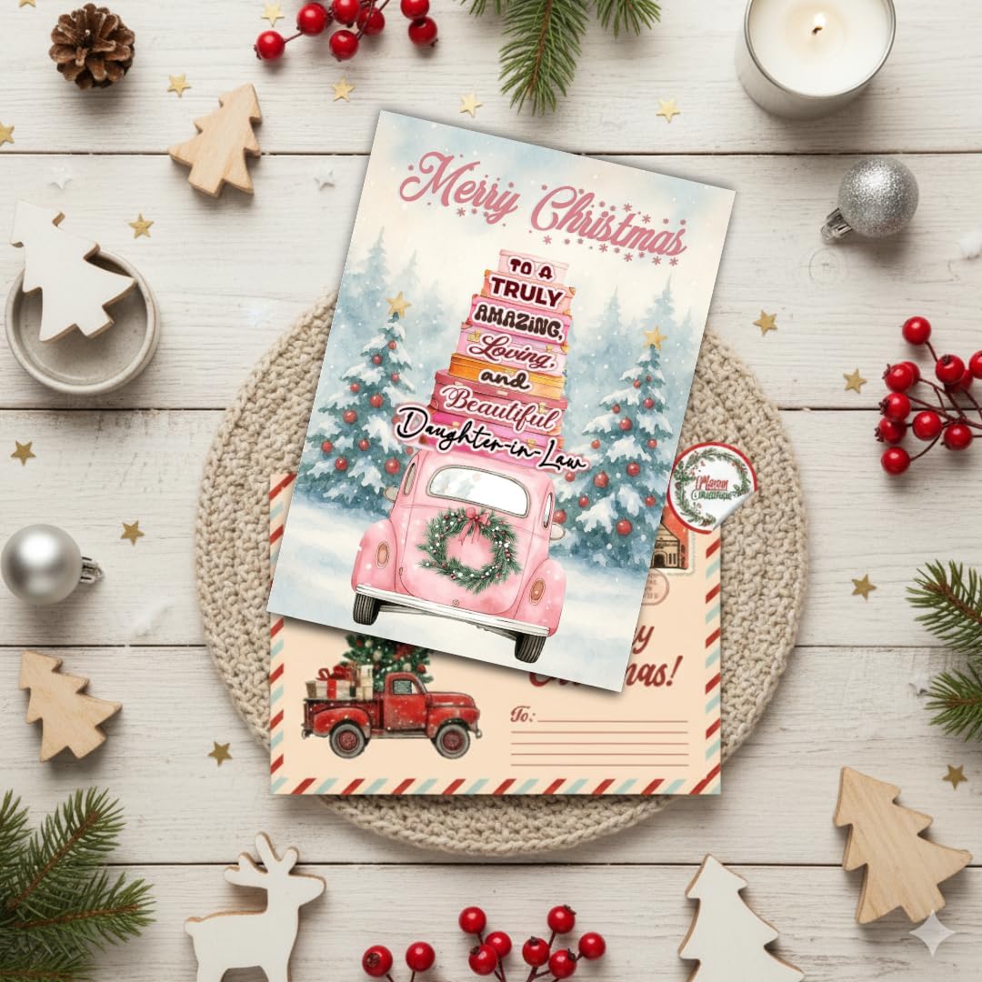 Christmas Card for Daughter-in-Law with Premium Envelope – Heartfelt Holiday Message and Family Keepsake