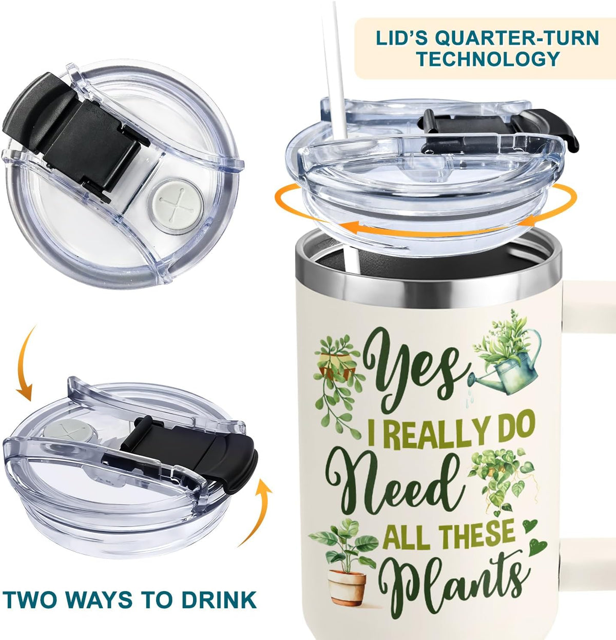 AT2Z GLOBAL Gardening Gifts For Women - Gifts For Gardeners Woman - Christmas, Birthday, Mothers Day Gift For Gardeners, Plant Lady Gift - 40Oz Tumbler With Handle & Straw