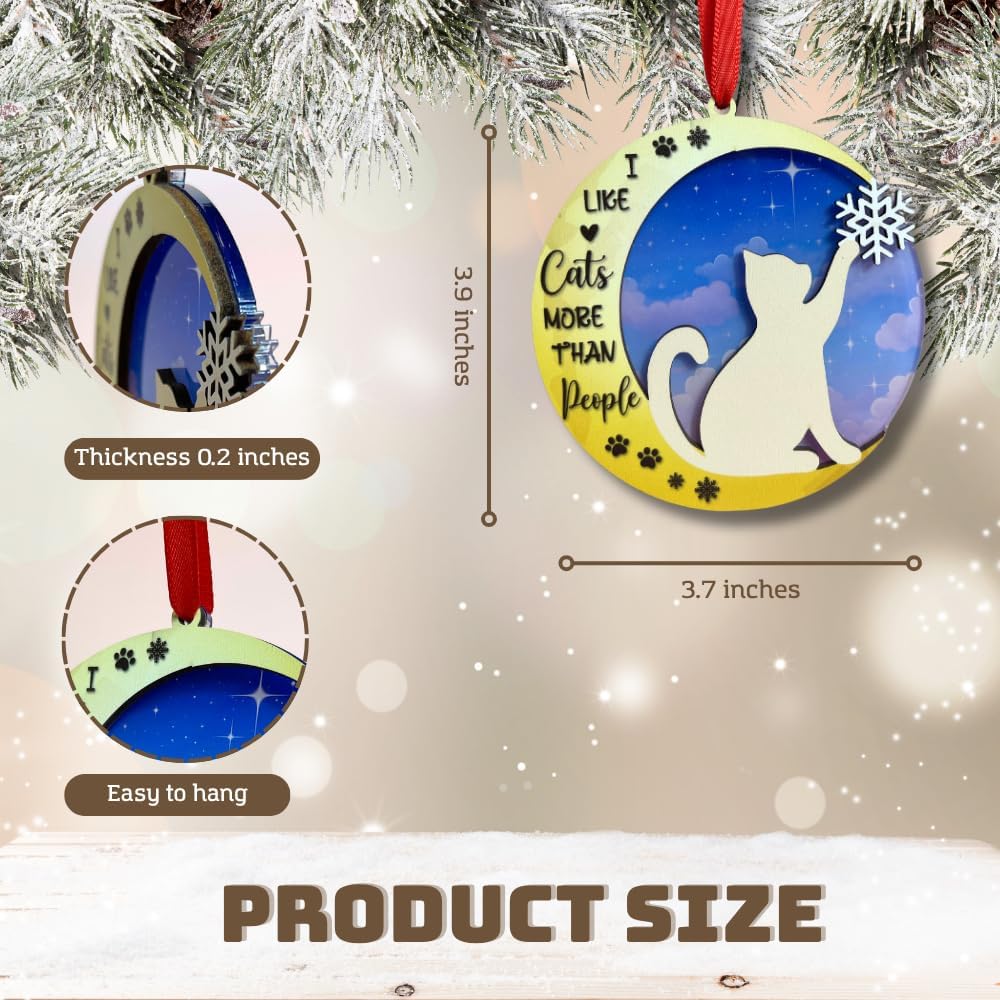 2026 Cat Ornaments for Christmas Tree, Christmas Cat Ornaments with Double Layers for Holiday Gifting and Decorations, Thoughtful Gift for Cats Owner and Animal Lovers