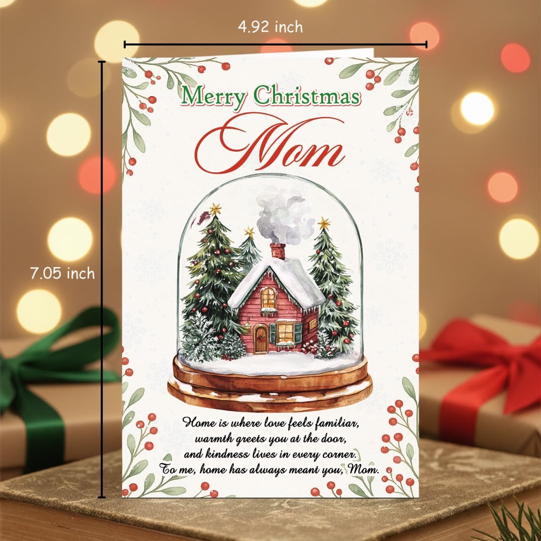 Christmas Card for Mom from Daughter or Son – Loving Holiday Message with Premium Envelope
