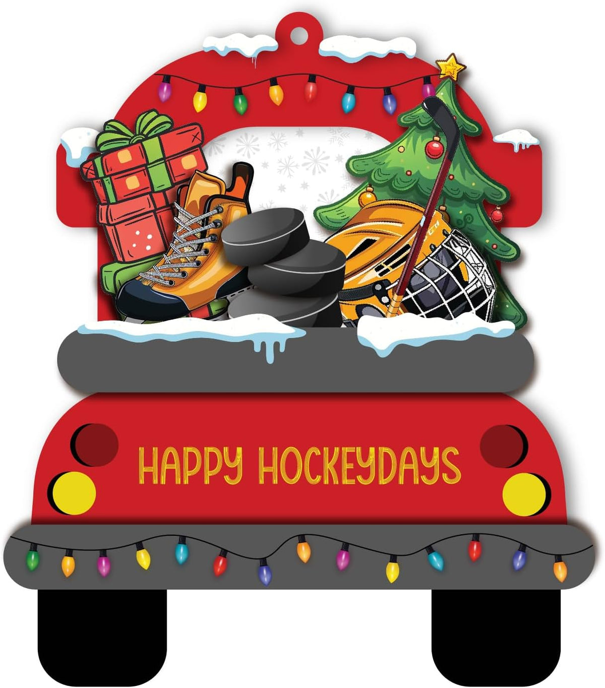 Hockey Christmas Ornament for Lovers, Fans, Players, Team - Skates, Helmet and Stick Keepsake Hanging Xmas Tree Decor