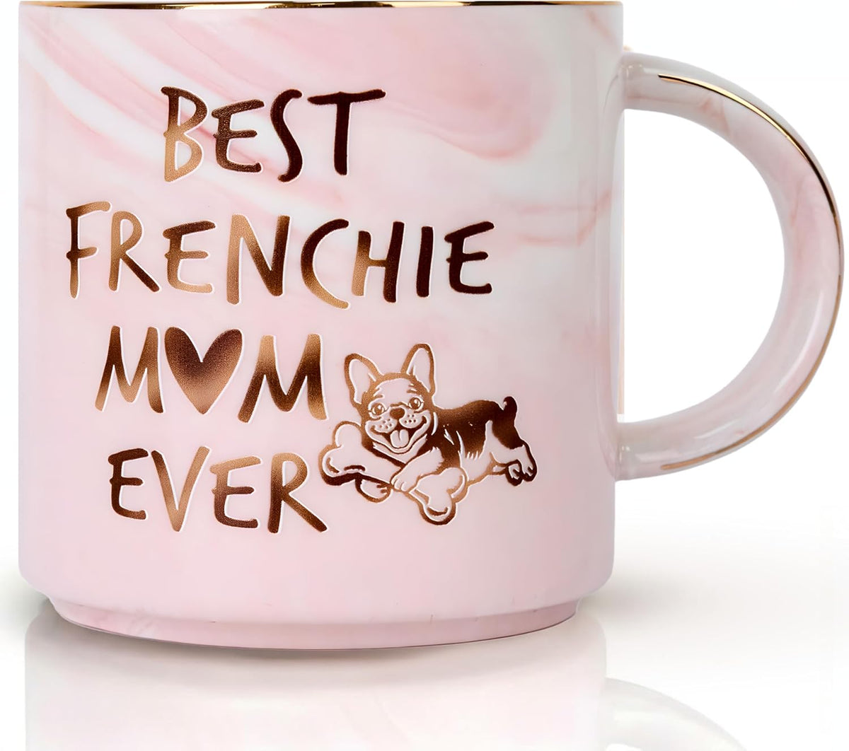 TAMUNBEE French Bulldog Gifts, Frenchie Mom Gifts Birthday, Best Dog Mom Ever Pink Marble Mug, Funny French Bulldog Gifts for Women Mothers Day, Birthday Christmas
