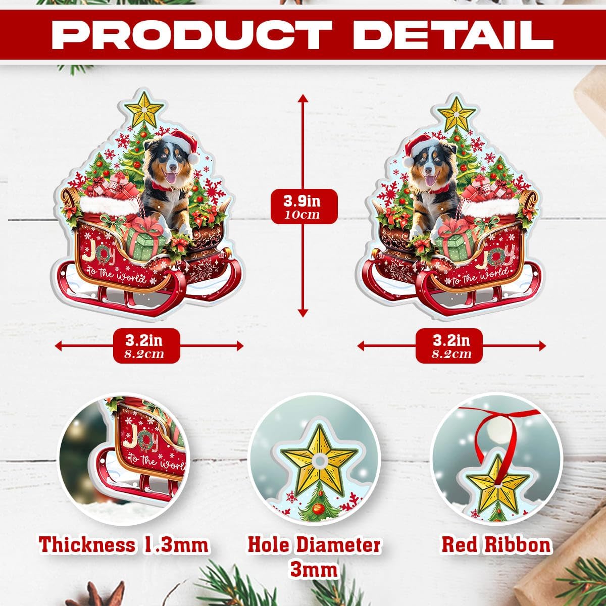 Aluminum Australian Shepherd Dog Ornament for Christmas Tree - Christmas Decor 2024 - Lovers' Gift