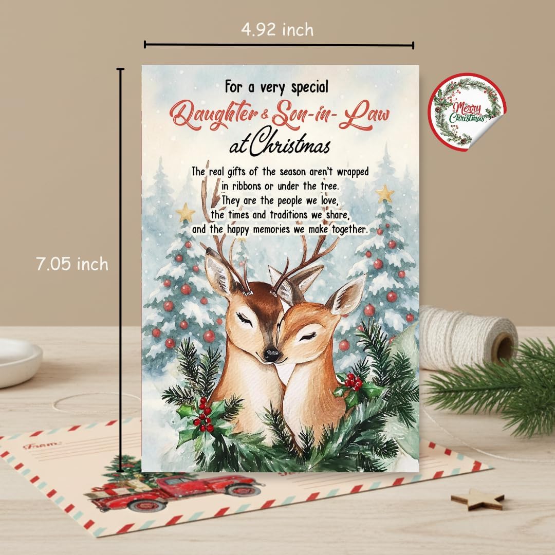 Christmas Card for Daughter and Son-in-Law with Premium Envelope – Elegant Festive Design Featuring a Heartfelt Message