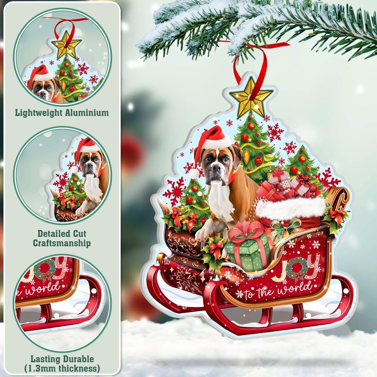 Boxer Aluminum Christmas Ornament - Dog Mom, Dad & Pet Lovers - 2024 Christmas Decoration