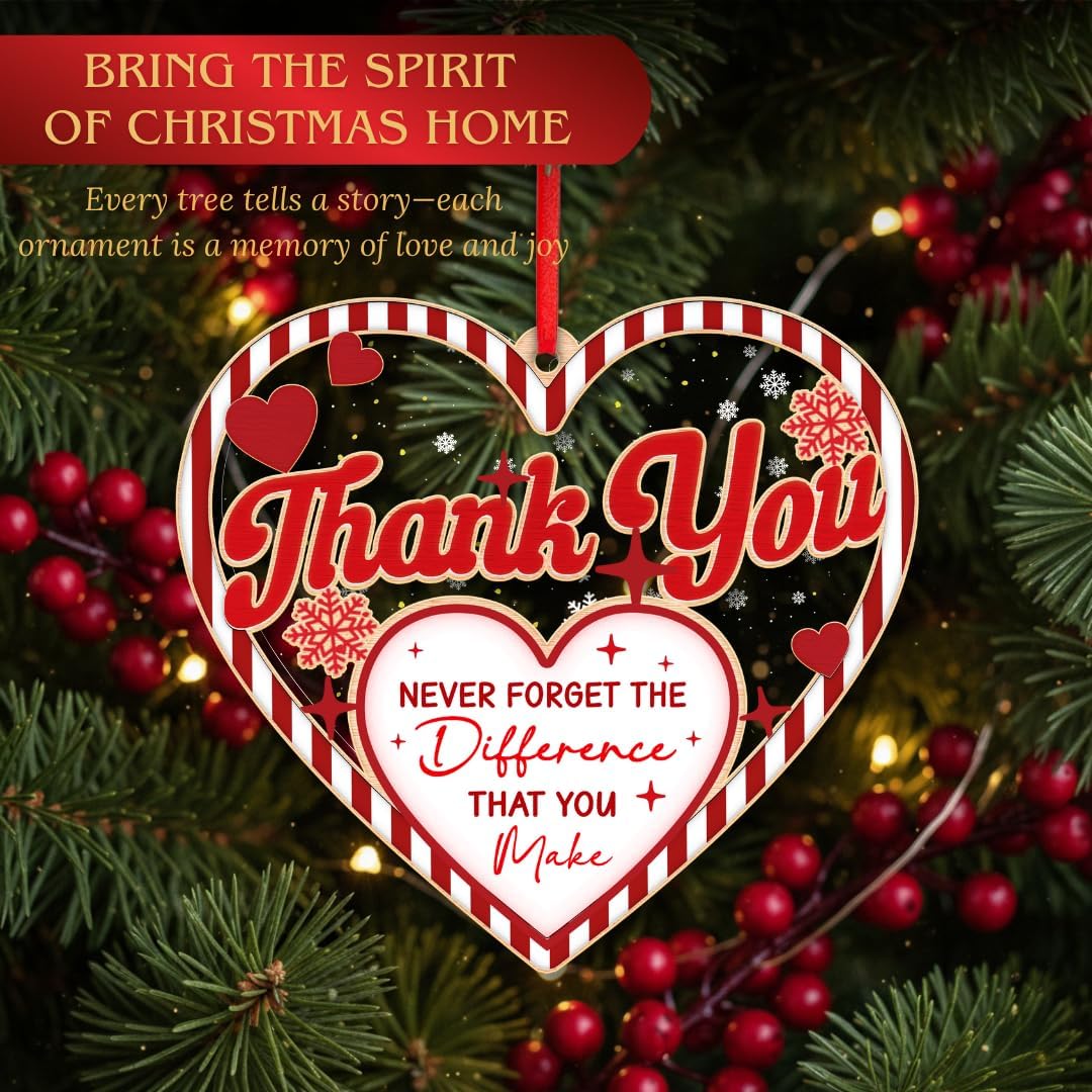 Thank You Ornament 2026, Appreciation Ornament for Teacher Coworker Boss Friend, Thank You Christmas Ornaments, Appreciation Gift for Women, Gratitude Keepsake, Christmas Tree Hanging Decoration