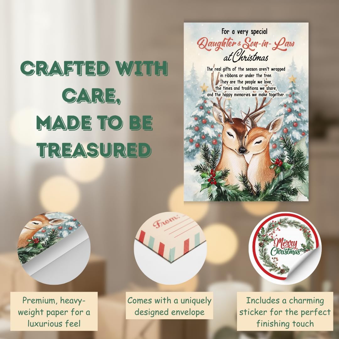 Christmas Card for Daughter and Son-in-Law with Premium Envelope – Elegant Festive Design Featuring a Heartfelt Message