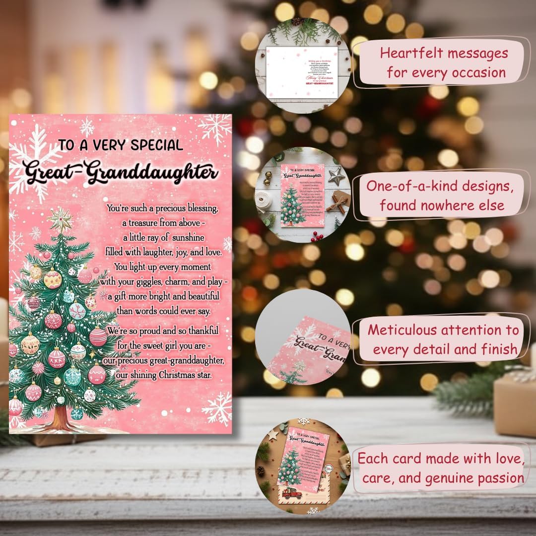 Christmas Card for Great-Granddaughter with Envelope – Thoughtful Holiday Greeting Featuring a Heartfelt Festive Message