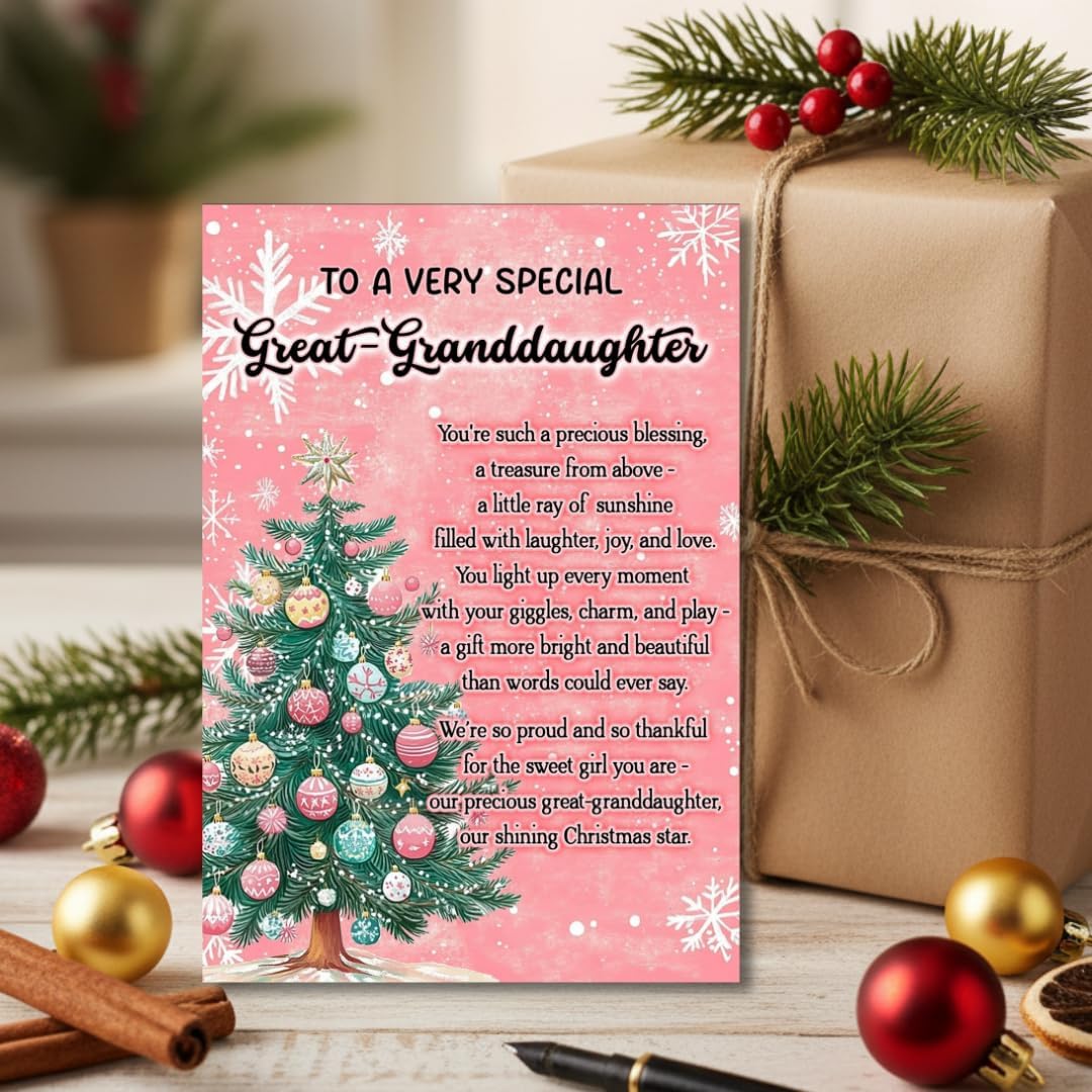 Christmas Card for Great-Granddaughter with Envelope – Thoughtful Holiday Greeting Featuring a Heartfelt Festive Message