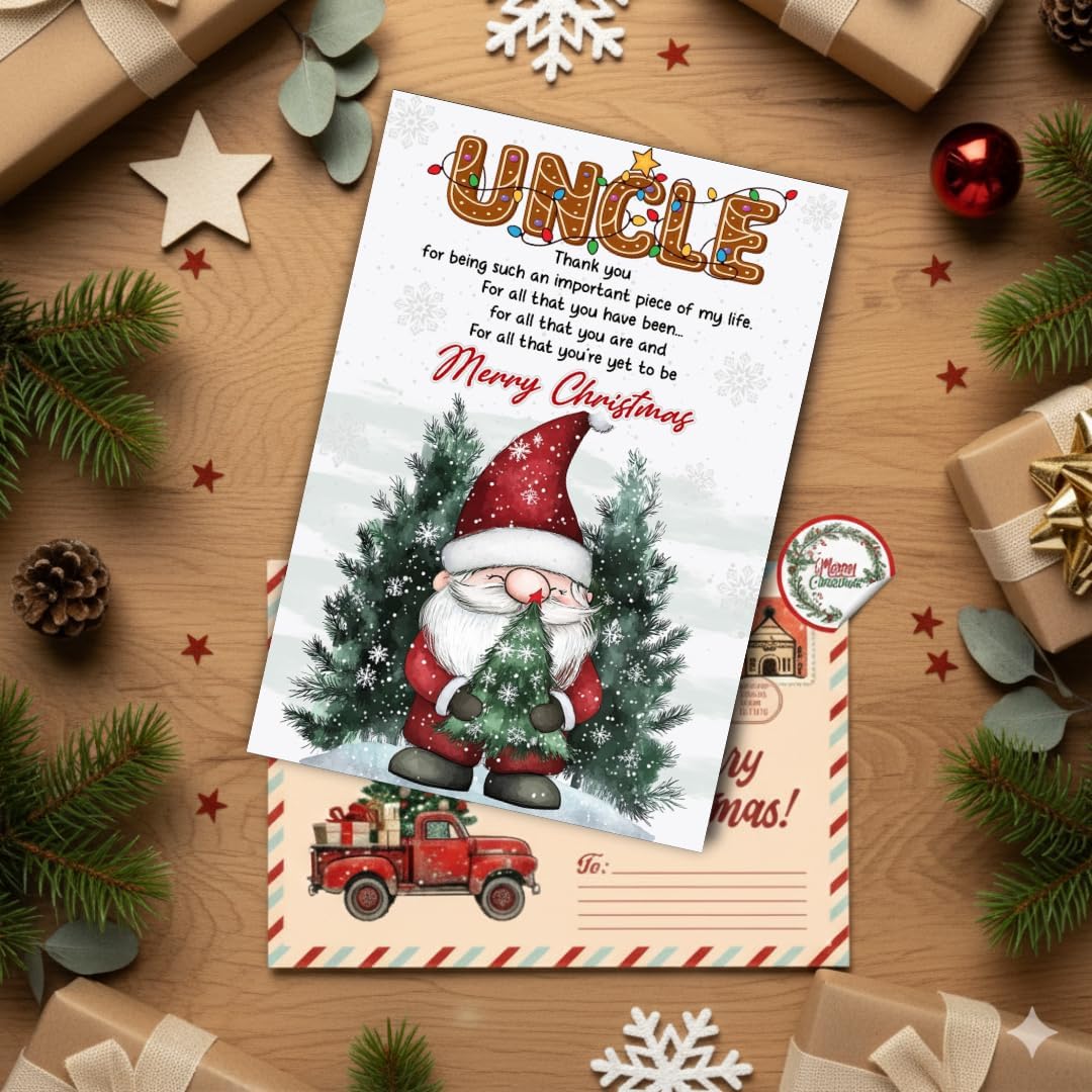 Christmas Card for Uncle with Envelope – Heartfelt Holiday Message and Thoughtful Festive Greeting